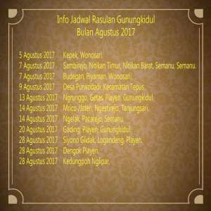 Info Jadwal Rasulan Agustus 2017 Kab. Gunungkidul