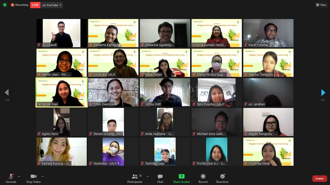 Webinar UAJY: Pentingnya Mengelola Kesehatan Jiwa Hadapi Kuliah Daring Webinar UAJY: Pentingnya Mengelola Kesehatan Jiwa Hadapi Kuliah Daring