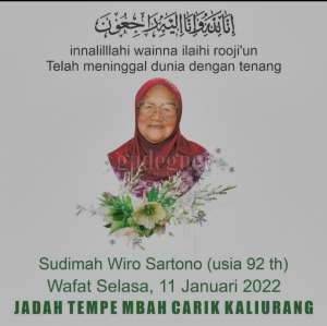 Sudimah Wiro Sartono 'Mbah Carik Jadah Tempe' Tutup Usia, Dimakamkan Siang Ini